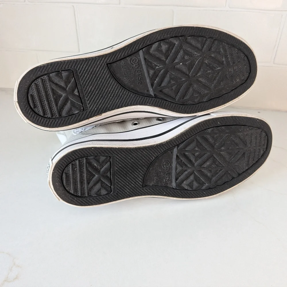 Converse High-Top Leather Sneakers in Gray and White - Picture 3 of 5